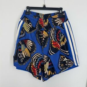 Adidas Farm Rio Pacer Blue Butterfly Athletic side stripe Shorts size S